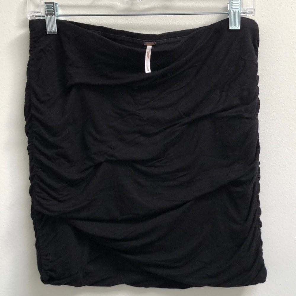 Free People ruched cotton mini skirt